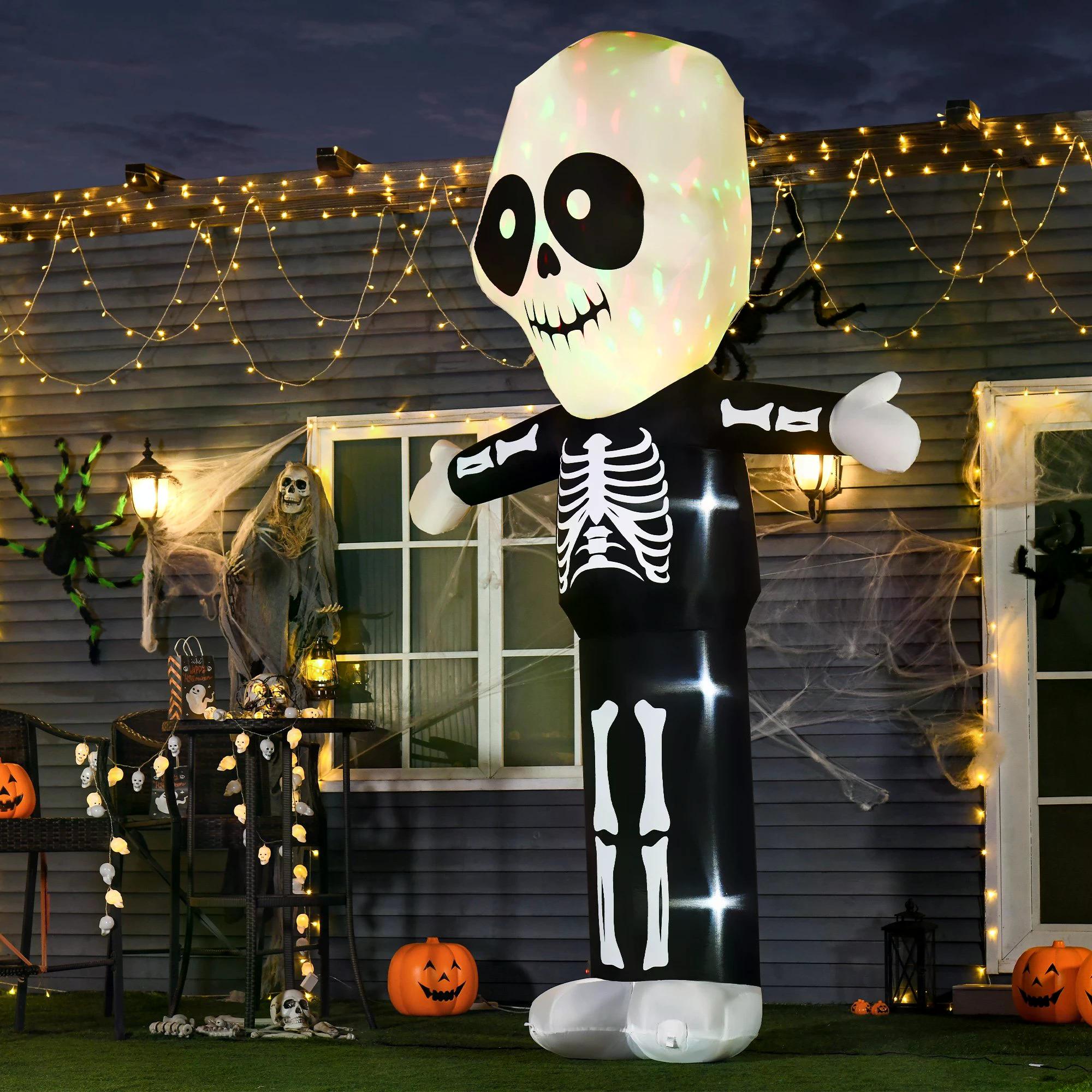 3m Halloween Inflatable Skeleton Ghost Decoration, LED Lighted for Home Indoor Outdoor