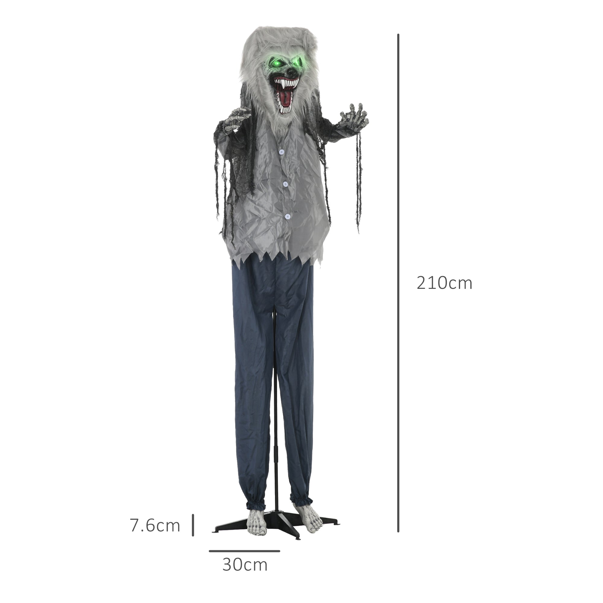 6'8" Skeleton Werewolf Halloween Animatronic, with Glowing Eyes