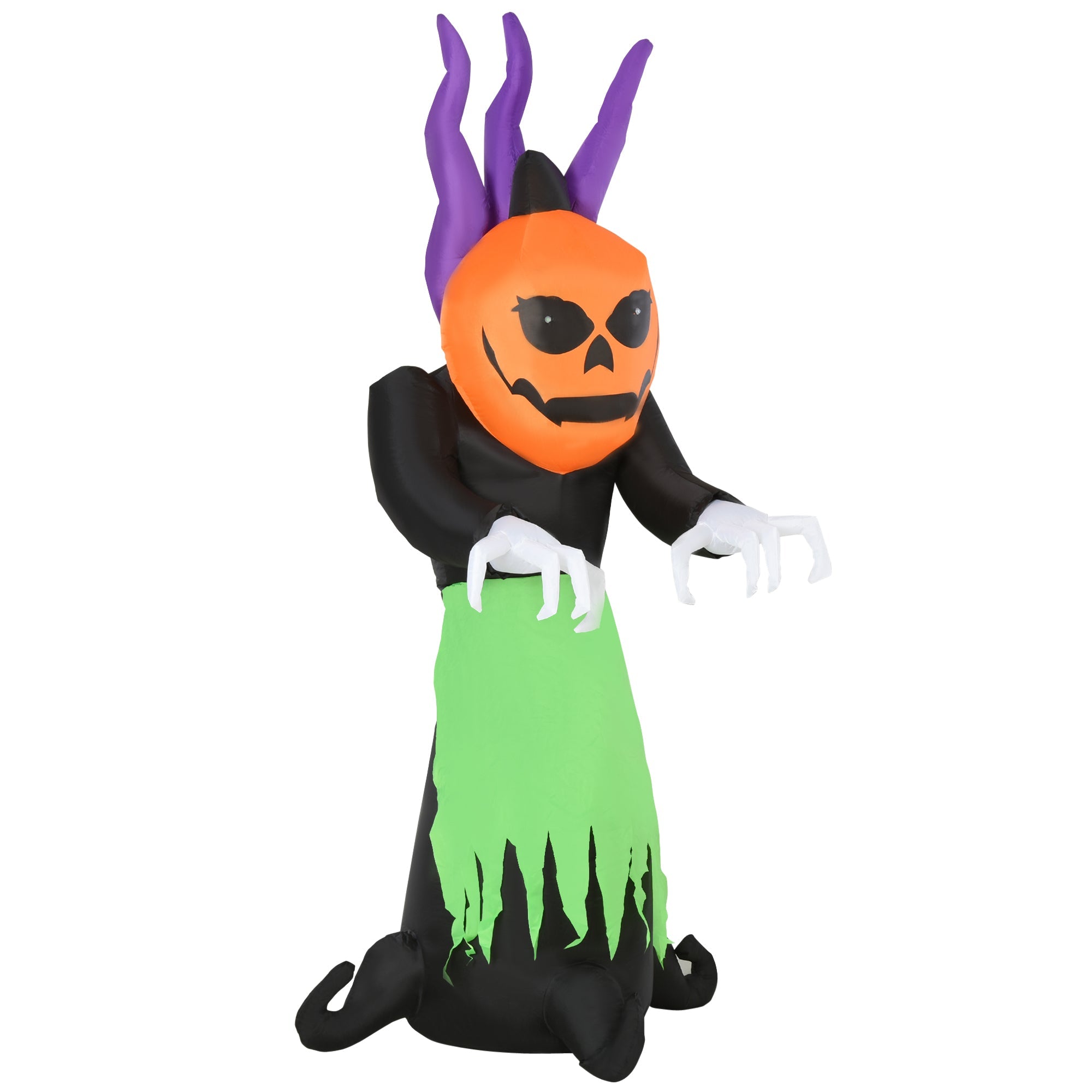 240cm Blow Up Inflatable Halloween Evil Fire Flame Pumpkin Ghost Decoration with LED for Indoor Outdoor House Party Display