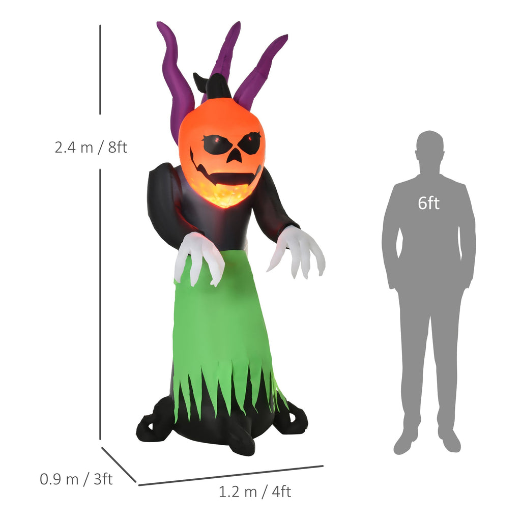 240cm Blow Up Inflatable Halloween Evil Fire Flame Pumpkin Ghost Decoration with LED for Indoor Outdoor House Party Display