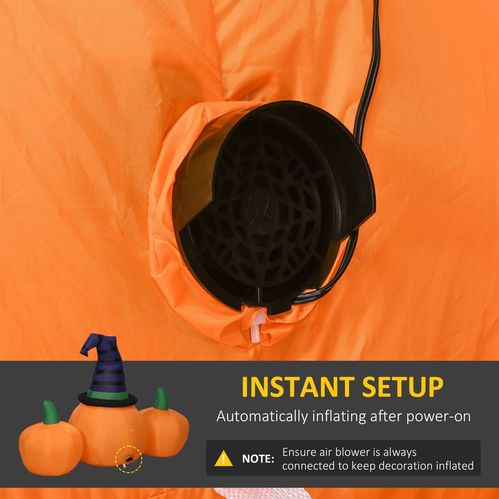 6ft Inflatable Halloween Large Pumpkin in Hat with Four Small Pumpkins, Blow-Up Outdoor LED Display
