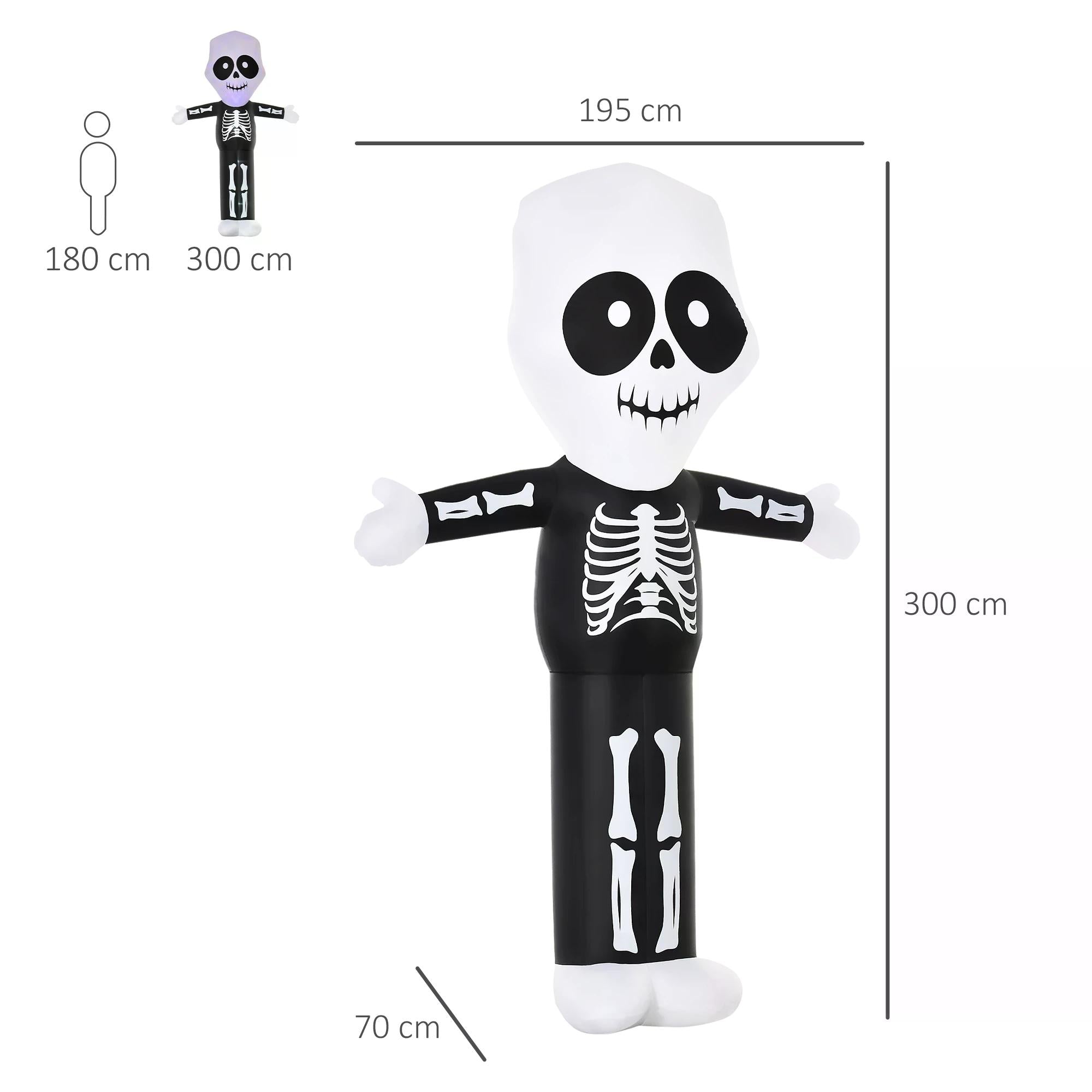 3m Halloween Inflatable Skeleton Ghost Decoration, LED Lighted for Home Indoor Outdoor